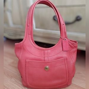 Coach Vintage Ergo Legacy Pebble Leather Hobo Shoulder Bag in Coral 11615